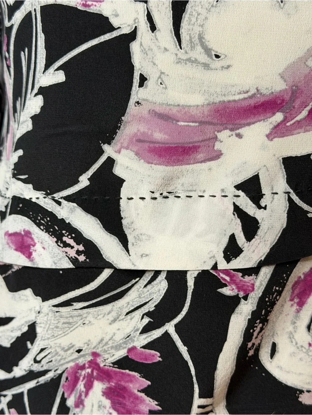 Vintage Robert Rodriguez Black & Pink One-Shoulder Silk Floral Top